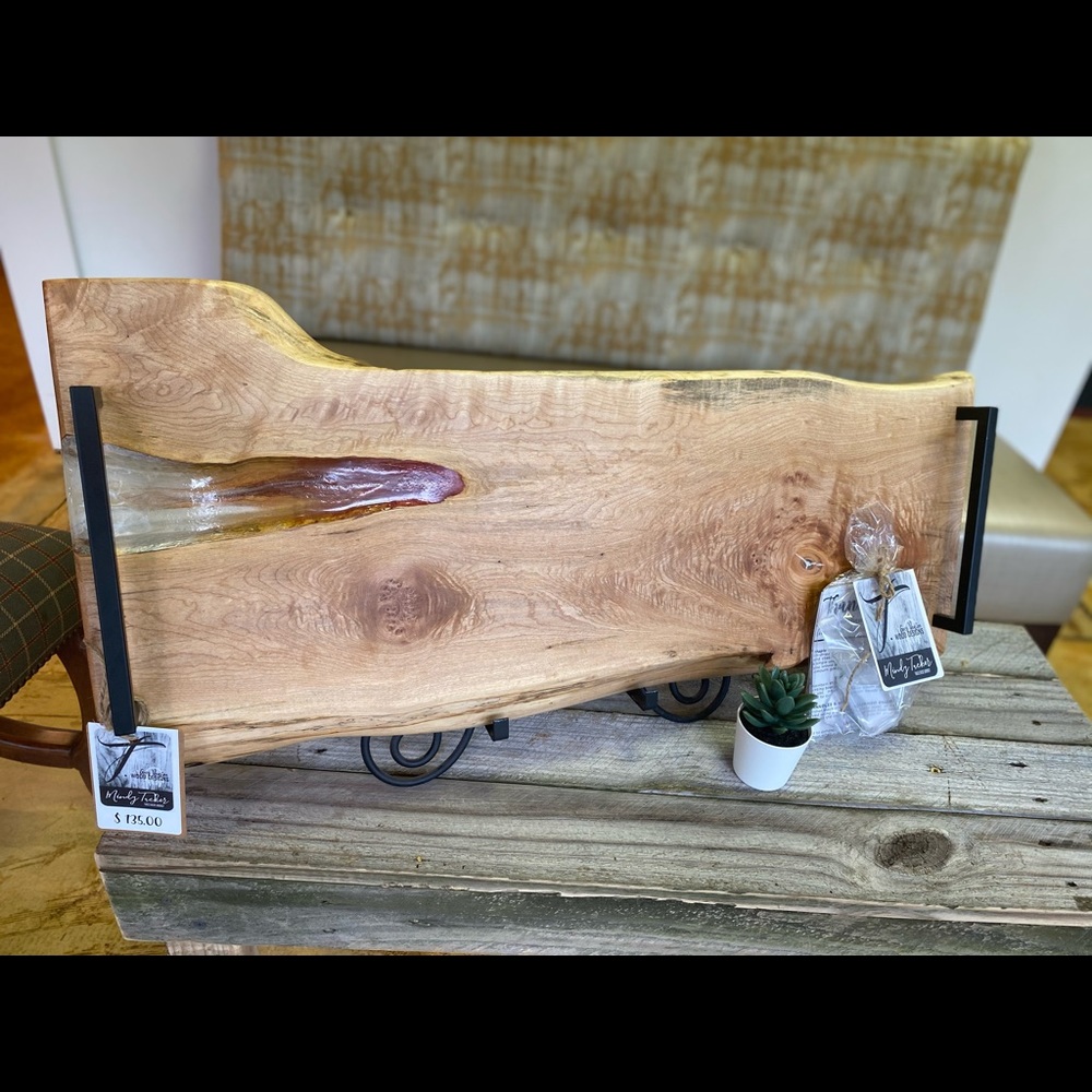 Maple live edge charcuterie cheese serving board